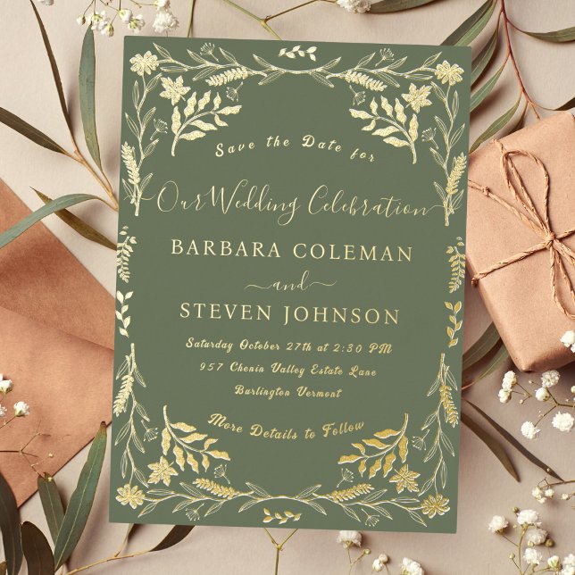 Elegant Boho Floral Sage Green Typography Wedding (Creator Uploaded)