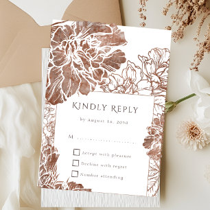 Elegant Boho Floral Terracotta Brown Wedding RSVP Card