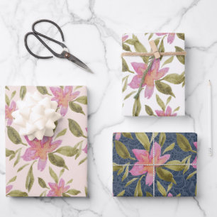 Elegant Boho Floral Watercolor Hand-painted Wrapping Paper Sheet