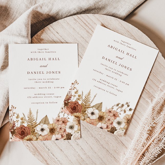 Elegant Boho Floral Wedding Invitation (Creator Uploaded)