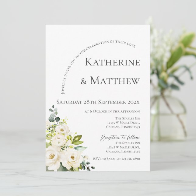 Elegant Boho Floral Wedding  Invitation (Standing Front)