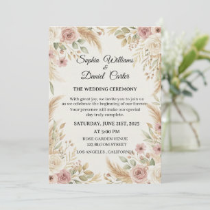 Elegant Boho Floral Wedding Invitation