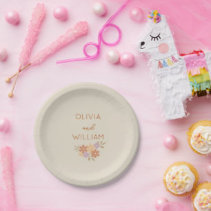 Elegant Boho Floral Wedding paper plates
