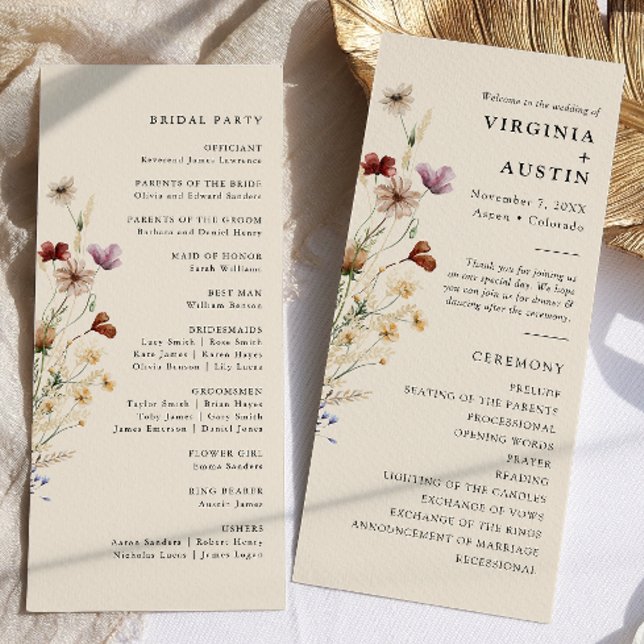 Elegant Boho Floral Wedding Programme (Elegant Boho Floral Wedding Program
)