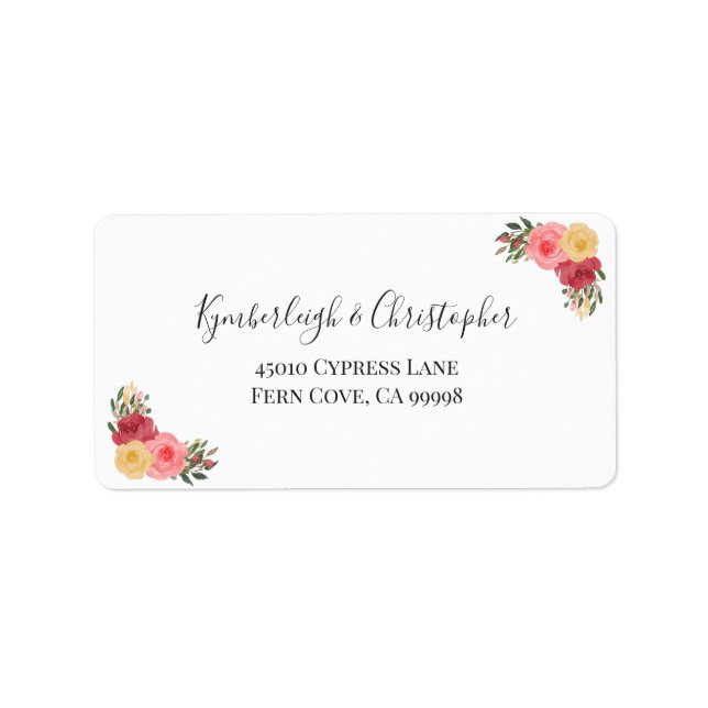 Elegant Boho Floral Wedding RSVP Return Address Label (Front)