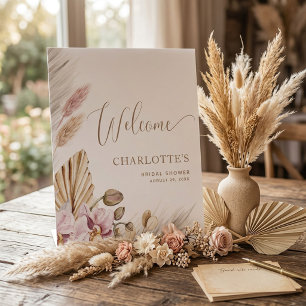 Elegant Boho Floral Wedding Shower Pedestal Sign