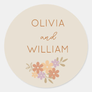 Elegant Boho Floral Wedding sticker