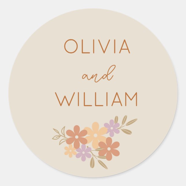Elegant Boho Floral Wedding sticker (Front)