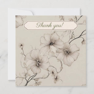Elegant Boho Floral Wedding Thank You Card