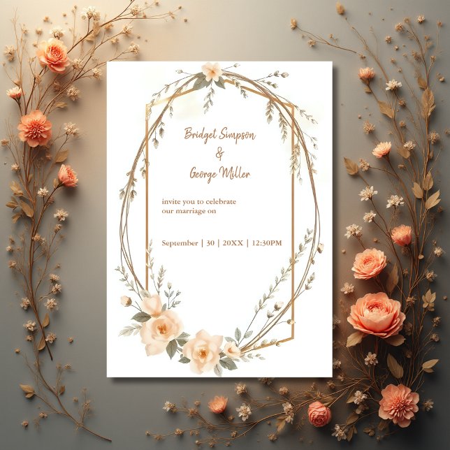 elegant boho floral Wedding wreath  Invitation (Creator Uploaded)