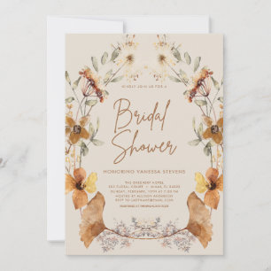 Elegant Boho Floral Wildflower Bridal Shower Invitation