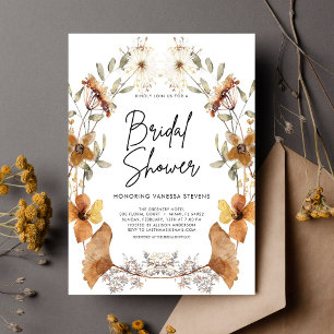 Elegant Boho Floral Wildflower Bridal Shower Invitation