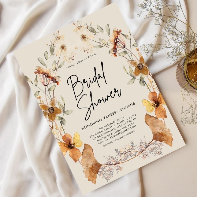 Elegant Boho Floral Wildflower Bridal Shower  Invitation (Creator Uploaded)