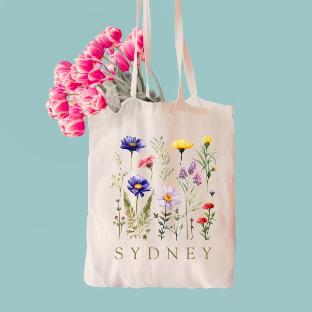 Elegant Boho Floral Wildflower Tote Bag (Creator Uploaded)