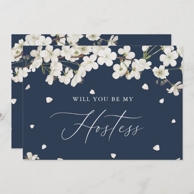 Elegant Boho Floral, Will you be my Hostess?  Invitation (Front/Back)