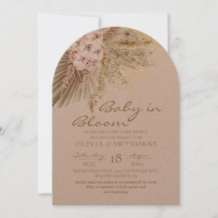 Elegant  Boho Flowers Baby Girl Shower  Invitation