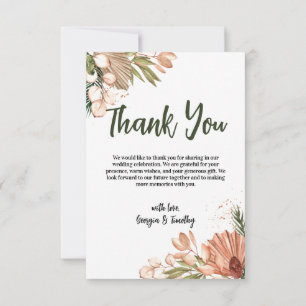 Elegant Boho Flowers, Photo Thank You Card