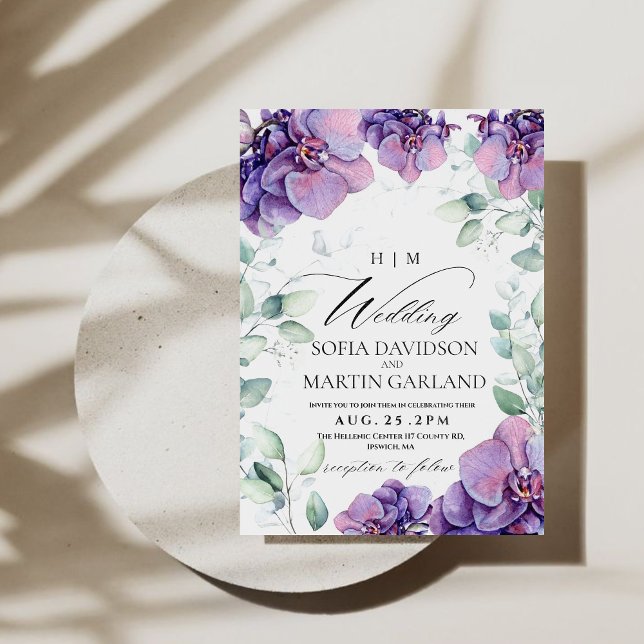 Elegant Boho Garden Flower Purple Orchid Wedding Invitation (Creator Uploaded)