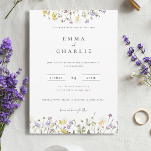 Elegant Boho Garden Wildflowers Wedding Invitation