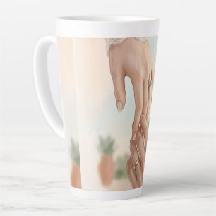 Elegant Boho Girl Latte Mug   Soft Feminine Aesthe