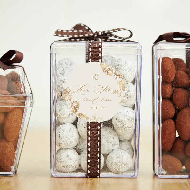 Elegant Boho | Gold Autumn Wedding Classic Round Sticker (Creator Uploaded)