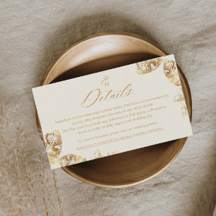 Elegant Boho   Gold Autumn Wedding Enclosure Card