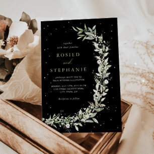 Elegant Boho Gold Foil Watercolor Greenery Wedding