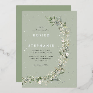 Elegant Boho Gold Foil Watercolor Greenery Wedding