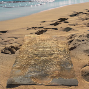 Elegant Boho Golden Mandala  Beach Towel