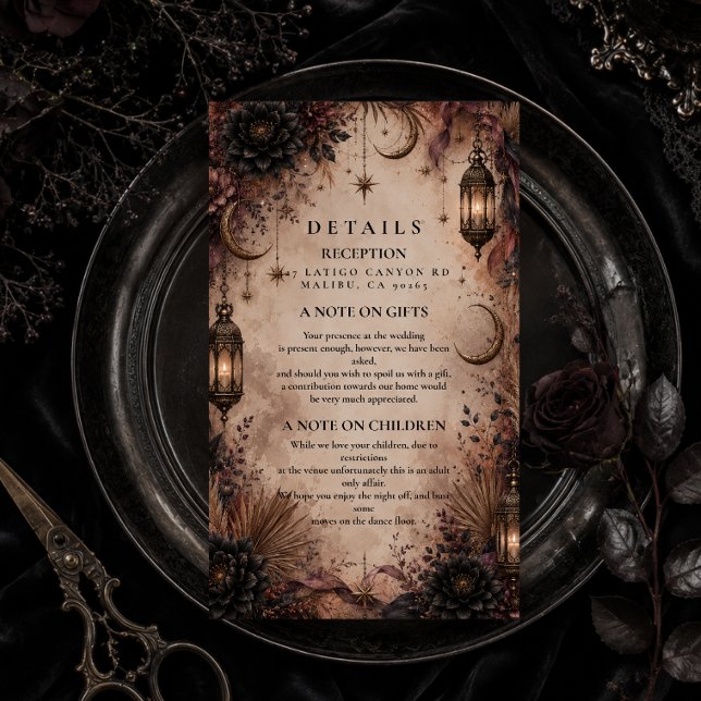 Elegant Boho Goth Wedding Enclosure Card (Creator Uploaded)