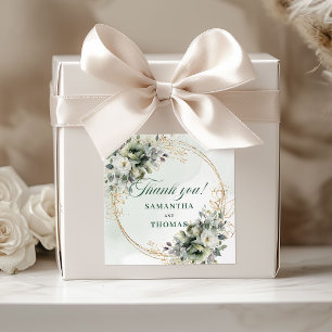 Elegant Boho Greenery Favour Box Stickers Gold