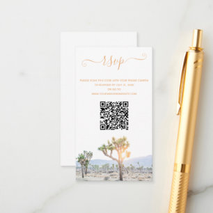 Elegant Boho Greenery Joshua Tree QR Code Wedding  Enclosure Card