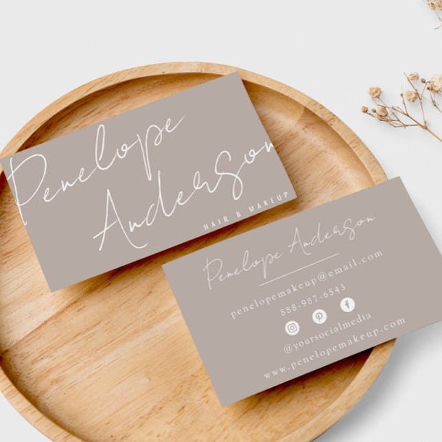 Elegant Boho Grey Neutral Chic Minimalist Modern Business Card (Creator Uploaded)