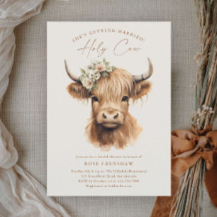 Elegant Boho Highland Cow Bridal Shower Invitation