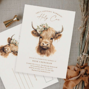 Elegant Boho Highland Cow Bridal Shower Postcard