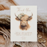 Elegant Boho Highland Cow Kids Birthday Thank You Card<br><div class="desc">Elegant Boho Highland Cow Kids Birthday Thank You Card. Click the edit/personalise button to customise this design.</div>