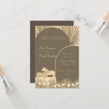 elegant   boho  horses love wedding invitation