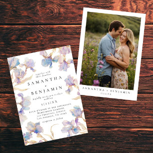 Elegant Boho Iris Photo Wedding Invitation