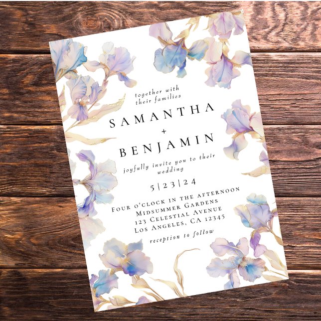 Elegant Boho Iris Wedding Invitation (Creator Uploaded)