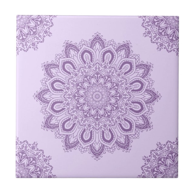 Elegant Boho Lavender Purple Mandala Tile (Front)