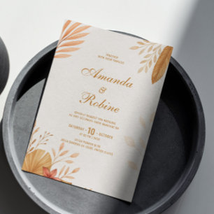 Elegant Boho Leaf Wedding Invitation