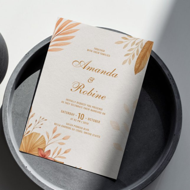 Elegant Boho Leaf Wedding Invitation (Creator Uploaded)
