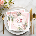 Elegant Boho Light Pink Floral 80th Birthday Party Napkin<br><div class="desc">✅ For matching items search 36-80 in my collections ✅ Celebrate a special milestone with elegant 80th birthday napkins featuring shimmering rose gold, dusty pink and blush pink watercolor flowers, soft light pink florals, and delicate eucalyptus greenery in a chic boho frame. Perfect for a stylish 80th birthday party, these...</div>