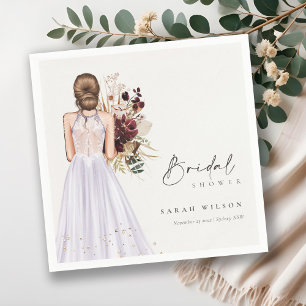 Elegant Boho Lilac Wedding Gown Bridal Shower Napkin