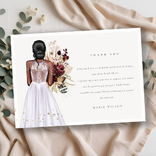 Elegant Boho Lilac Wedding Gown Bridal Shower Thank You Card