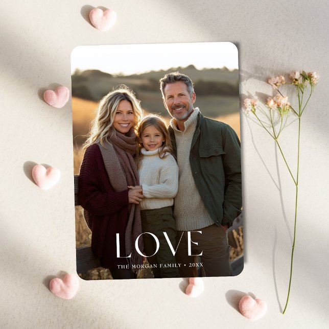 Elegant Boho Love Family Kids Photo Valentines Holiday Card (Creator Uploaded)