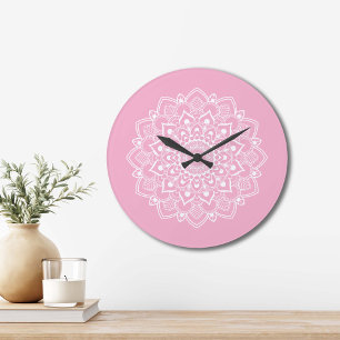 Elegant Boho Mandala Large Clock