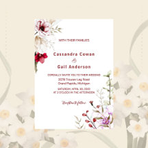 Elegant Boho Maroon Flower Wedding Invitation