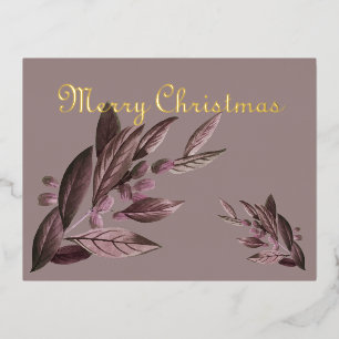 Elegant Boho merry christmas  Foil Holiday Postcard