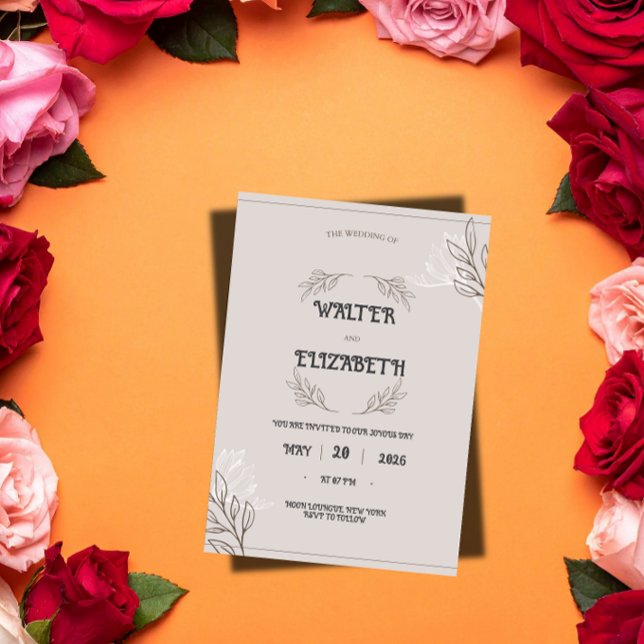 Elegant Boho Minimalist Floral Wedding Invitation (Creator Uploaded)